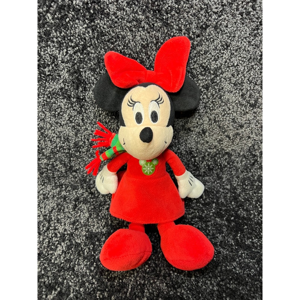 Walt Disney Christmas Holiday Winter Minnie Mouse Plush Stuffed‎ Animal Toy 11"